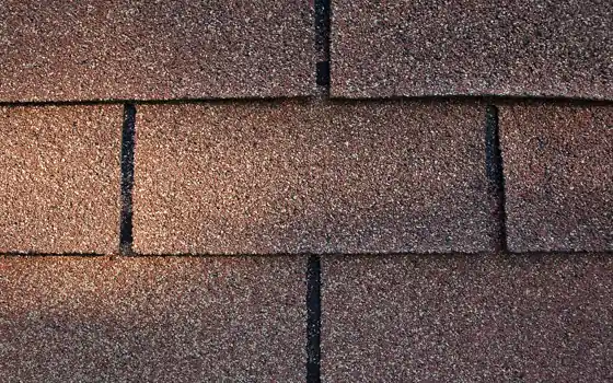 Example photo: Close-up of 3-tab asphalt shingles with even tabs and slots